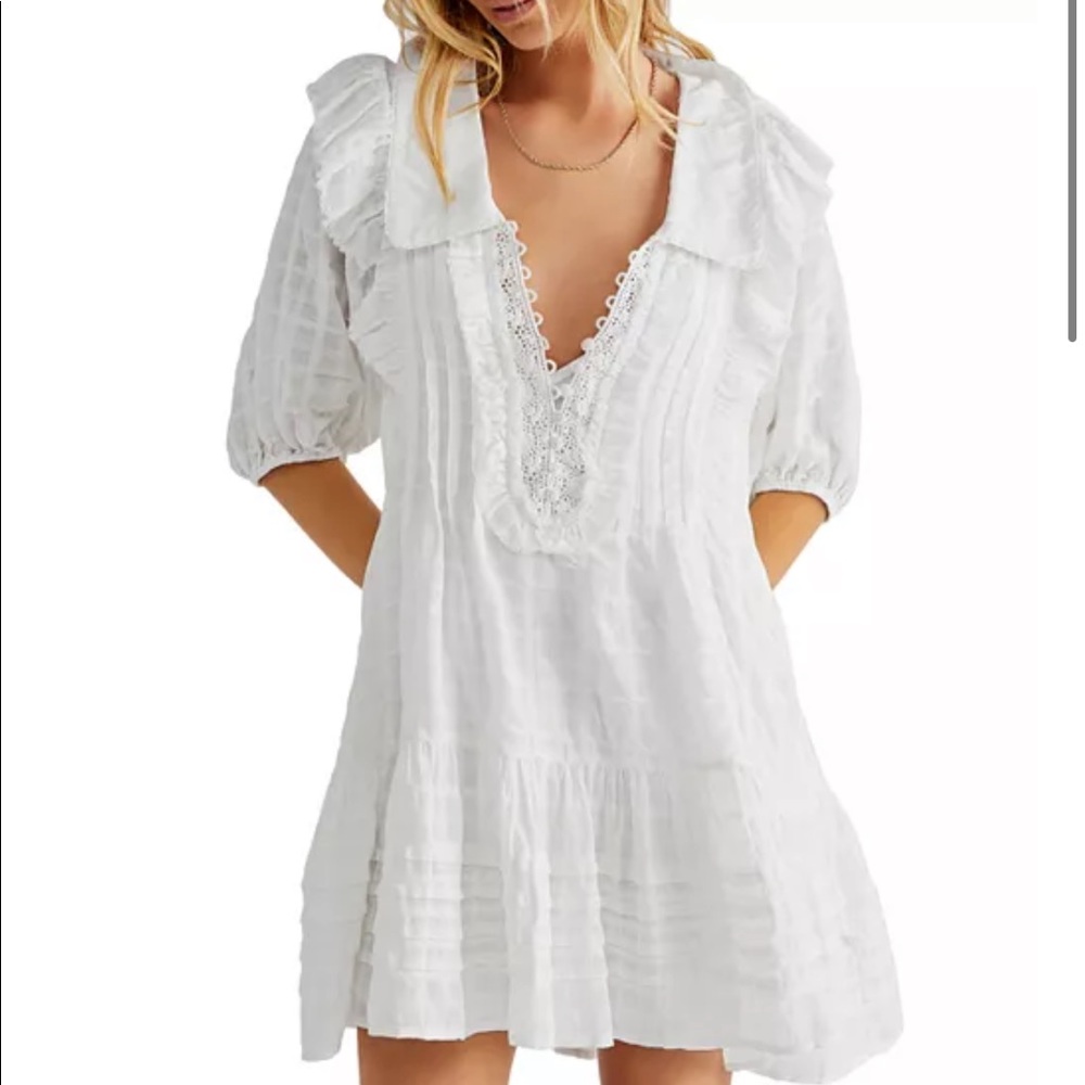 Free People Elora Mini Dress in Ivory Size L